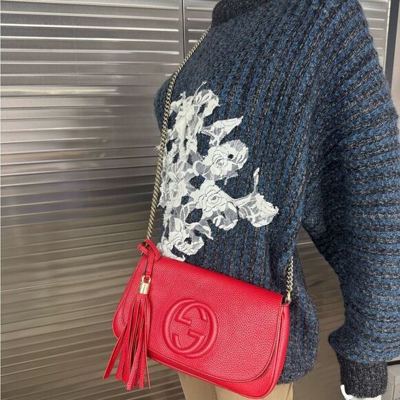 Gucci Soho Flap Chain Leather Crossbody Bag - Picture 16 of 16